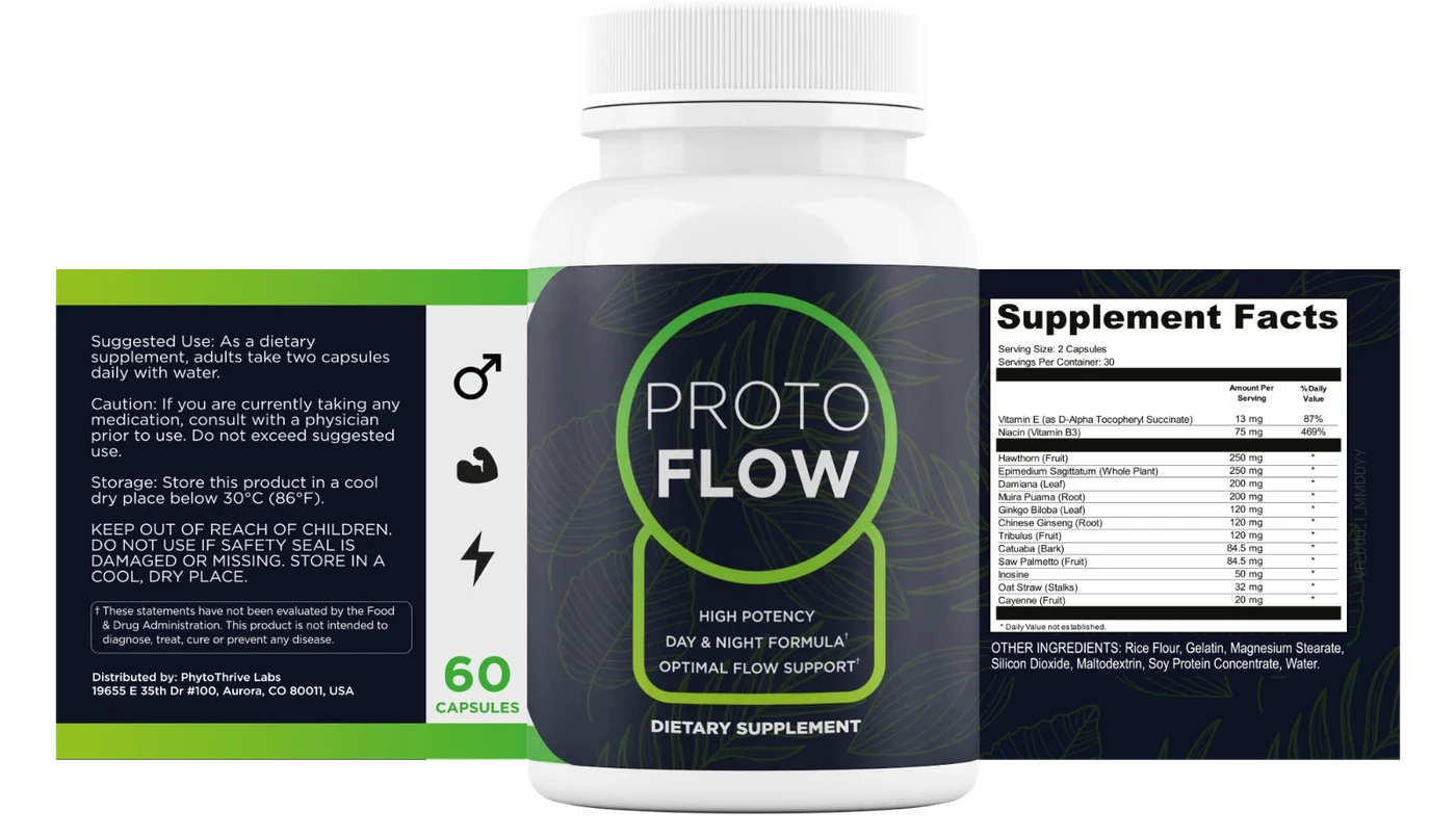 ProtoFlow Supplement Facts panel with directions