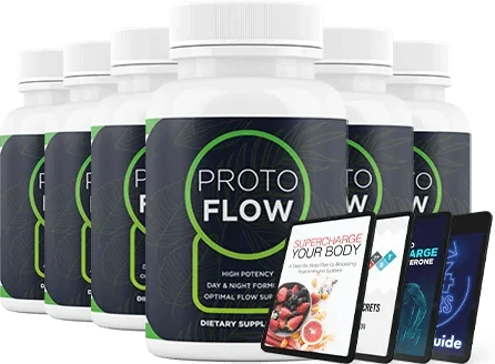Six bottles of ProtoFlow with four bonus e-books
